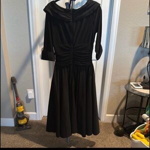 Jessica Howard Black Cowl Neck A-Line Dress. Size 14